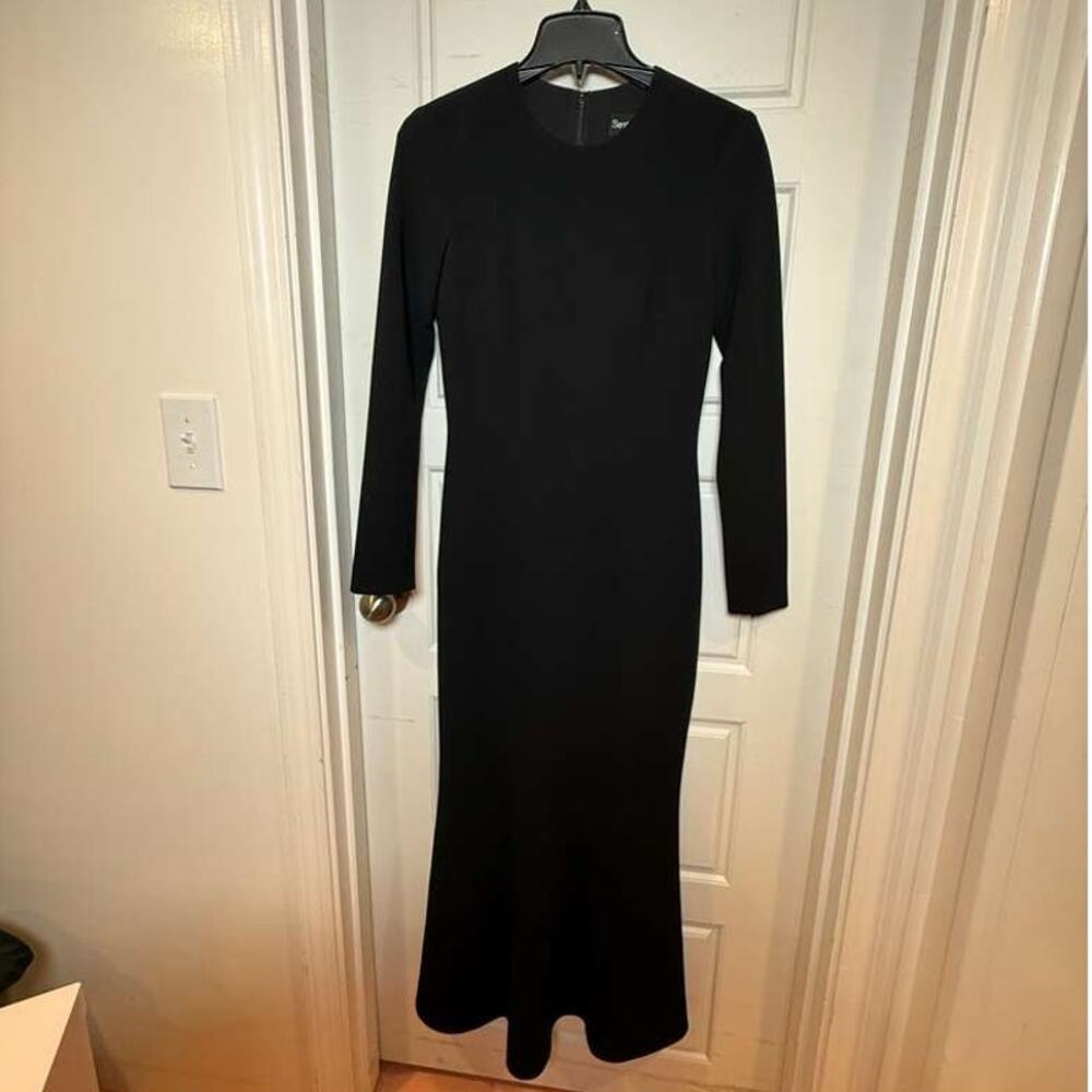 NWT Sergio Hudson Long Sleeve Sheath Midi Dress Black Size 0